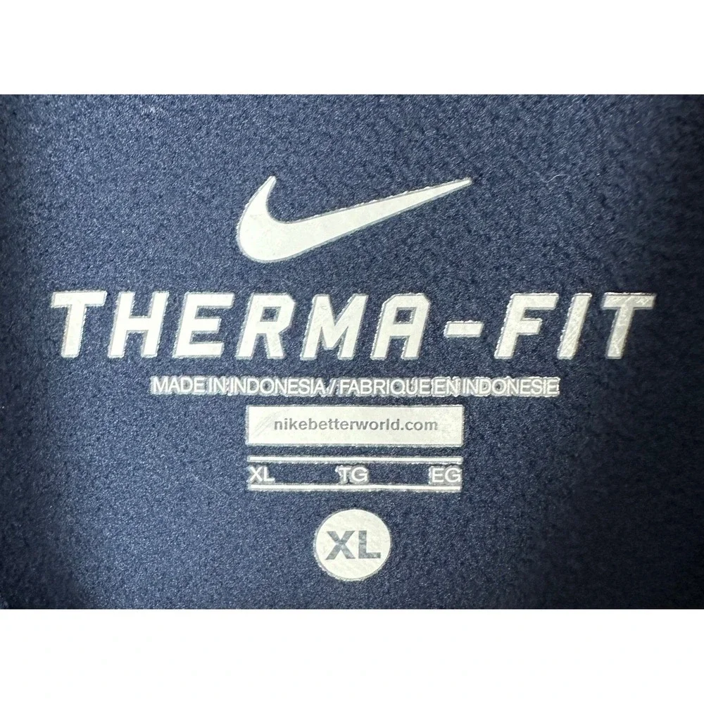Nike Shirt Mens XL Navy Blue Therma-FIT Quarter Zip Pullover Fleece Long Sleeve